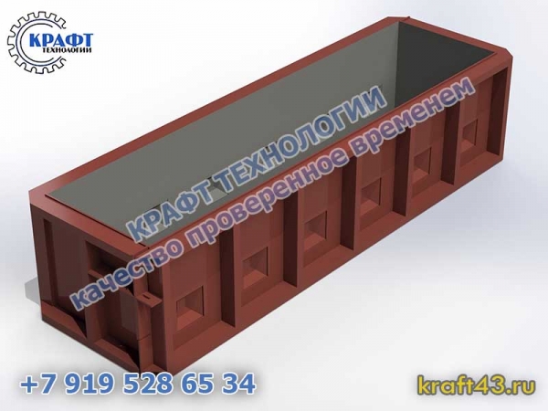 Металлоформа бетонный блок Лего 2400х400х600 (на 2 изделия, двухрядная)